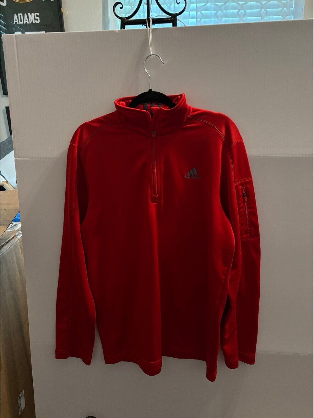 Adidas red quarter-zip pullover top